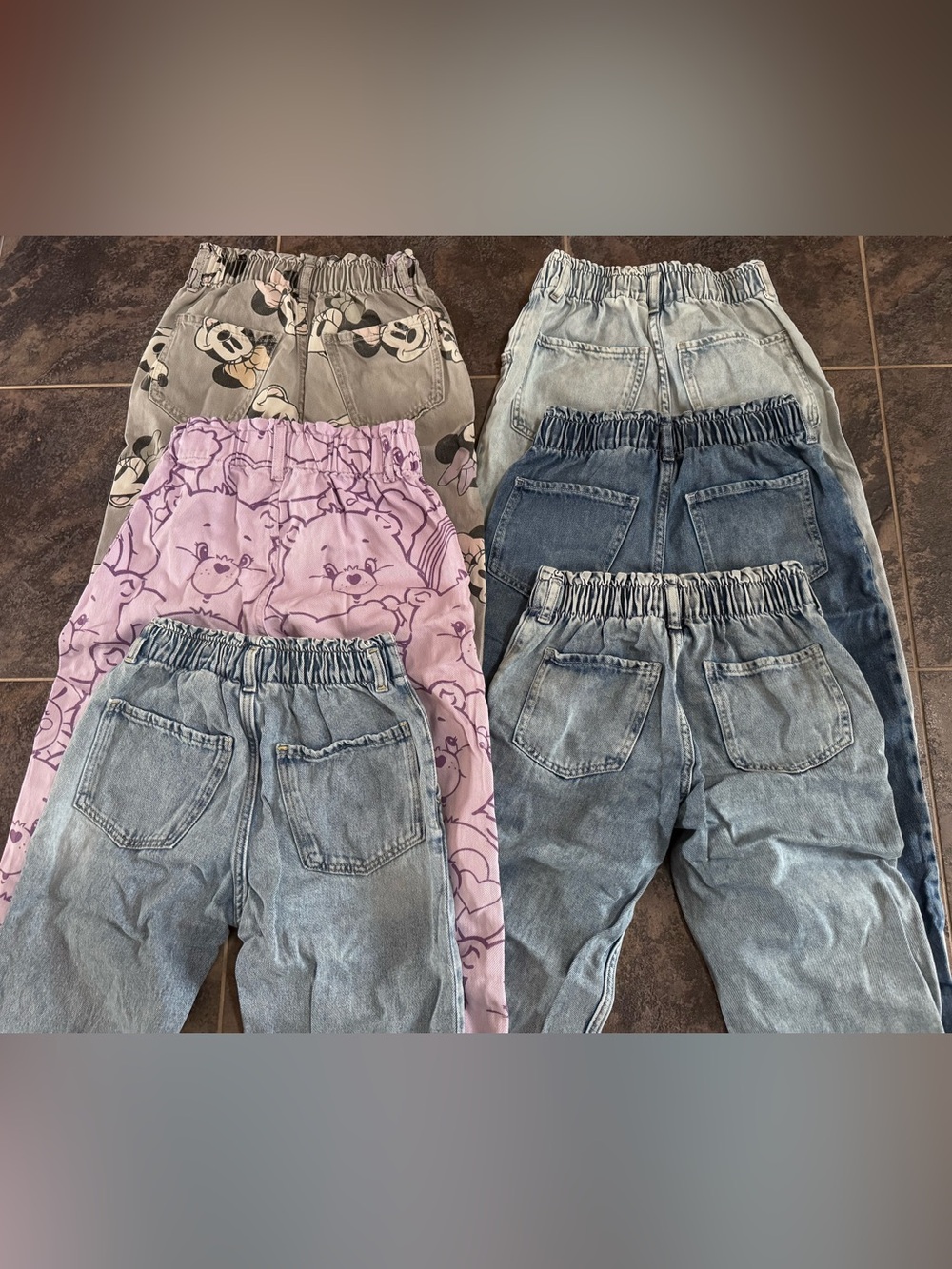 6 pairs of H&M Paperbag Jeans Elastic Waist Girls Size 8